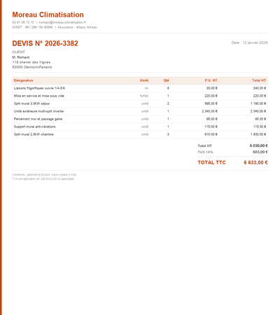 Devis climatisation pdf - Exemple 5