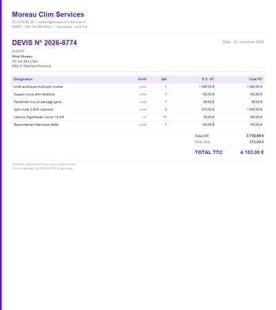 Devis vmc - Exemple 6