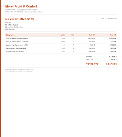 Devis vmc double flux - Exemple 5