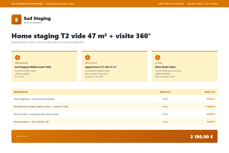 Devis home staging - Exemple 5