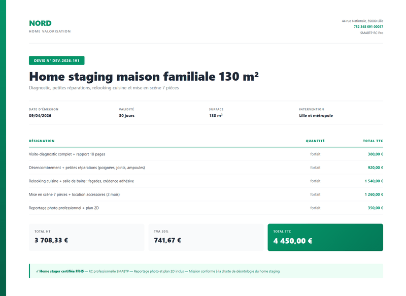 Devis home staging - Exemple 6
