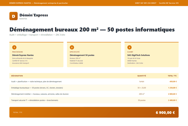 Devis déménagement bureaux