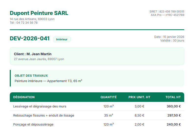 Devis exemple 1