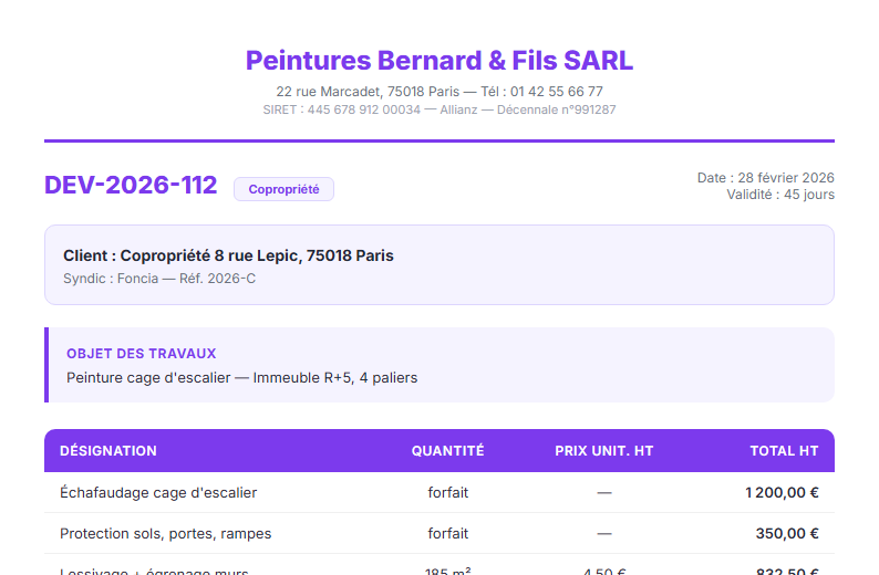 Devis exemple 4