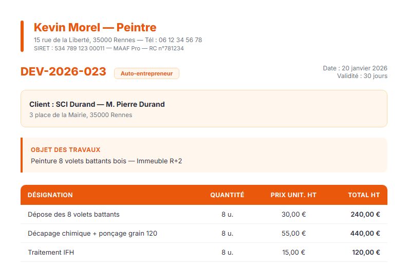 Devis exemple 3
