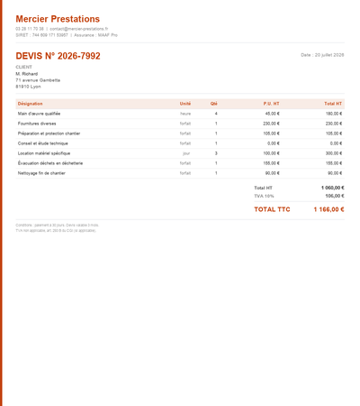 Devis auto-entrepreneur maroc - Exemple 5
