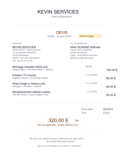 Devis prestation de service