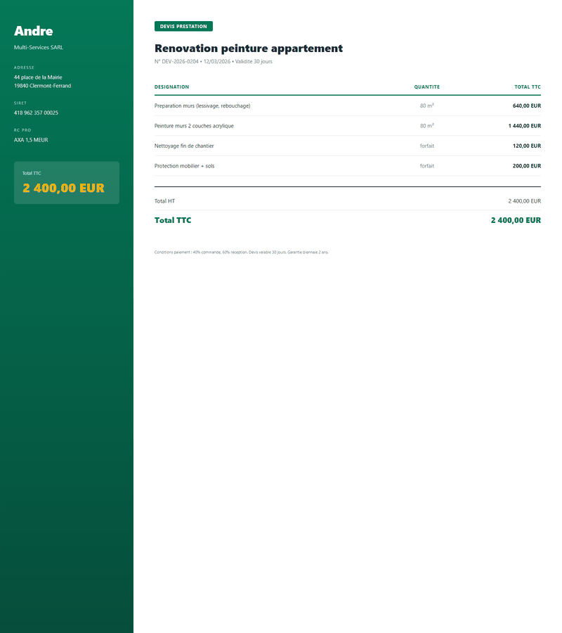 Devis gratuit travaux multi-metiers
