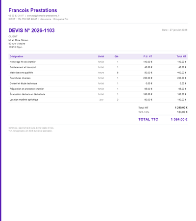 Devis renovation - Exemple 6