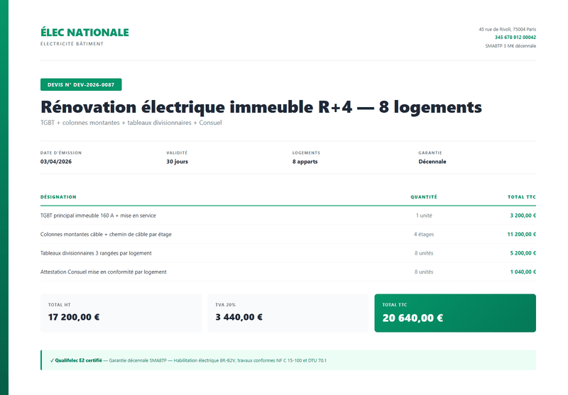 Devis immeuble R+4