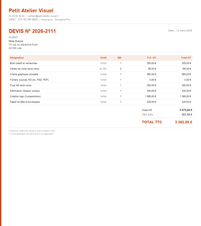 Devis graphiste auto entrepreneur pdf - Exemple 5