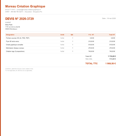 Devis evenementiel - Exemple 5