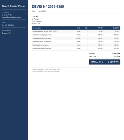 Devis maintenance informatique - Exemple 1