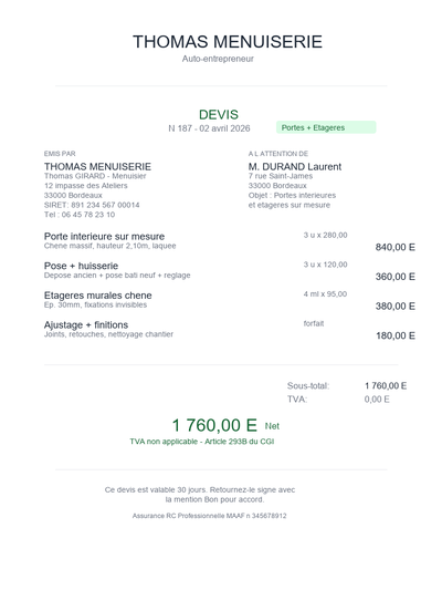Devis portes intérieures