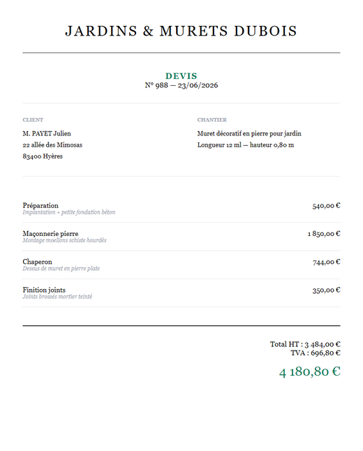 Devis mur en pierre muret jardin décoratif 12 ml