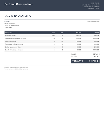 Devis demolition mur - Exemple 4