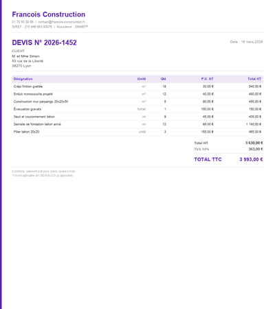 Devis demolition mur - Exemple 6
