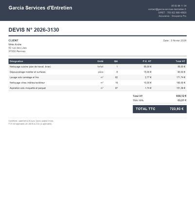 Devis nettoyage façade - Exemple 4