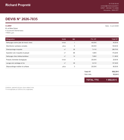 Devis nettoyage fin de chantier pdf - Exemple 3