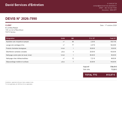 Devis nettoyage immeuble - Exemple 3