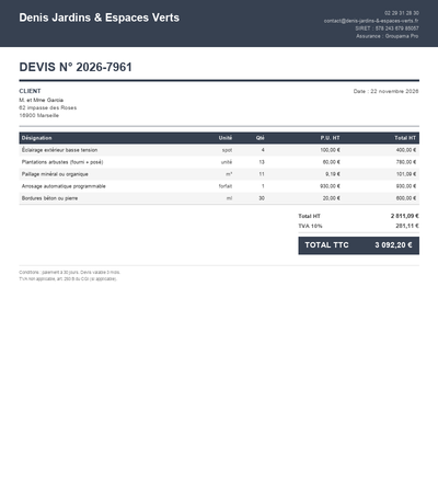 Devis amenagement jardin - Exemple 4