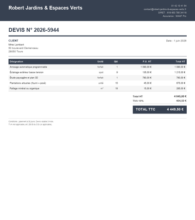 Devis elagage - Exemple 4
