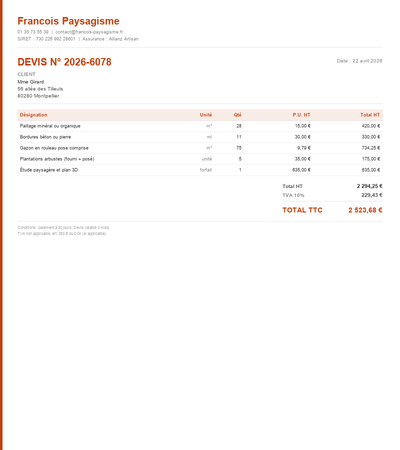 Devis elagage - Exemple 5