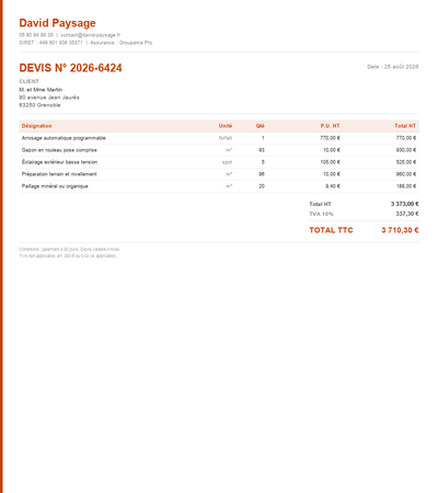 Devis elagage abattage - Exemple 5