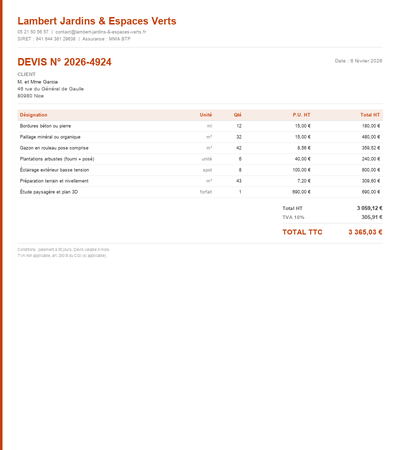 Devis entretien espace vert - Exemple 5
