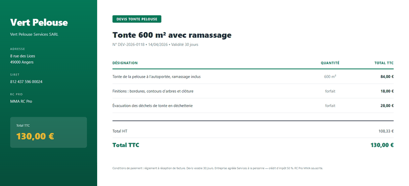 Devis tonte de pelouse - Tonte 600 m² avec ramassage