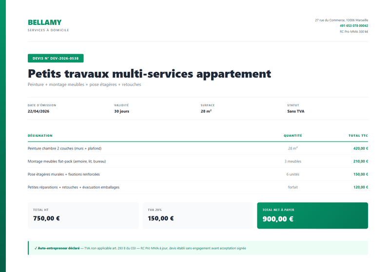 Devis auto-entrepreneur - Couloir AE