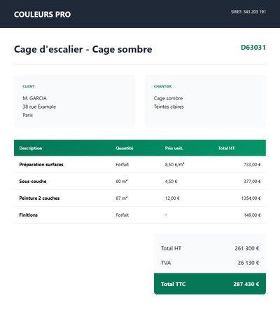Devis cage-d-escalier-immeuble - Soubassement peint
