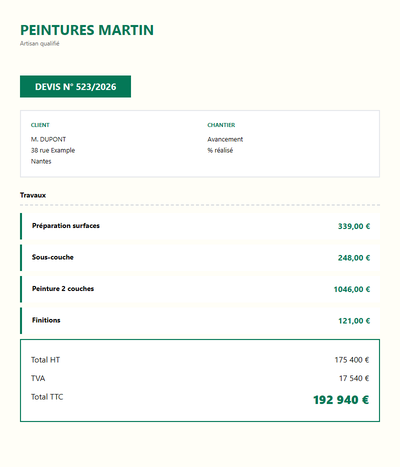 Devis excel - Devis Excel simplifié