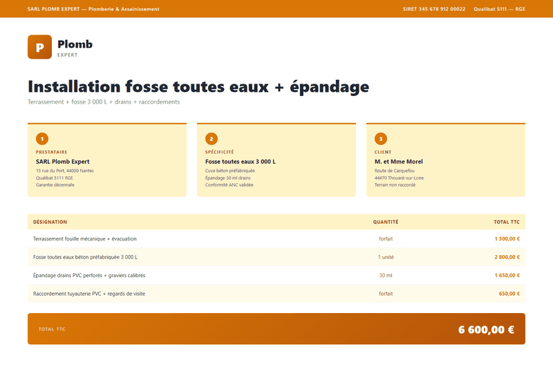 Devis sanitaire complet