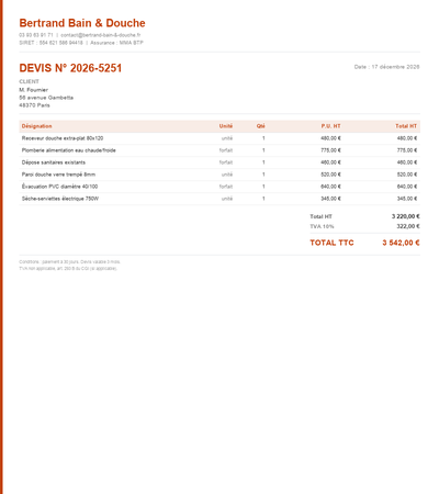 Devis cuisine equipee - Exemple 5