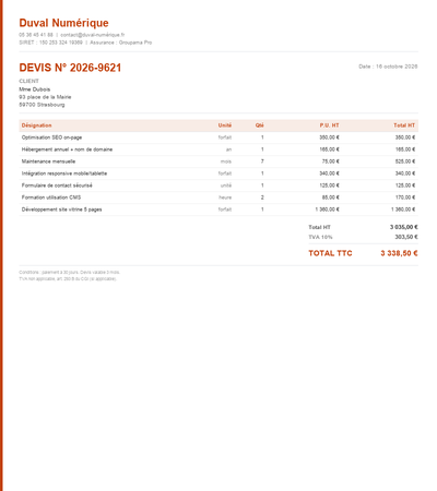 Devis création site internet - Exemple 5