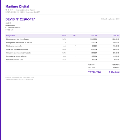 Devis site internet pdf - Exemple 6