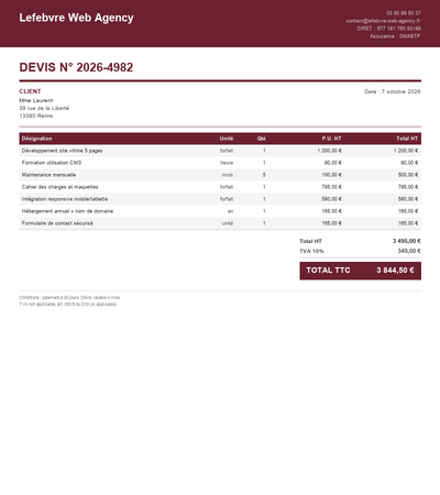 Devis refonte site internet - Exemple 3