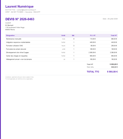 Devis refonte site internet - Exemple 6