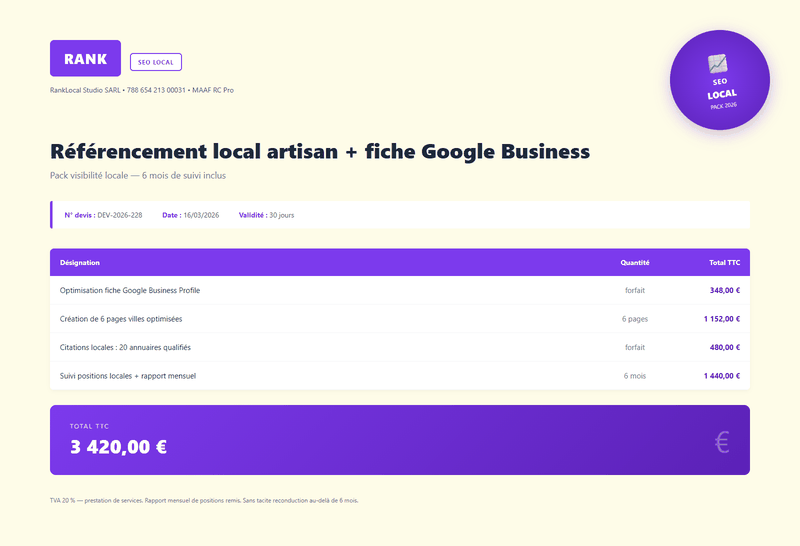Devis SEO - Exemple 3 : référencement local