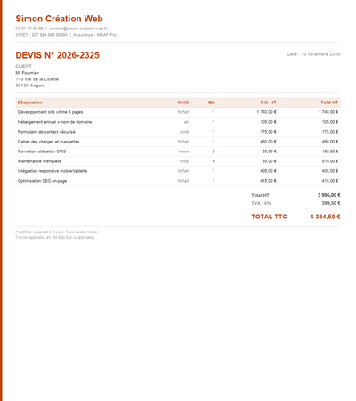 Devis site wordpress pdf - Exemple 5