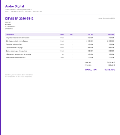 Devis site wordpress pdf - Exemple 6