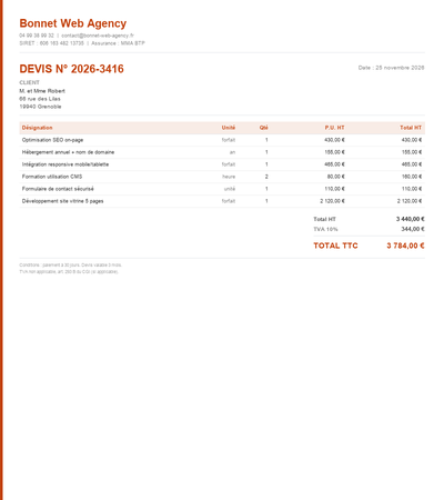 Devis site internet wordpress - Exemple 5